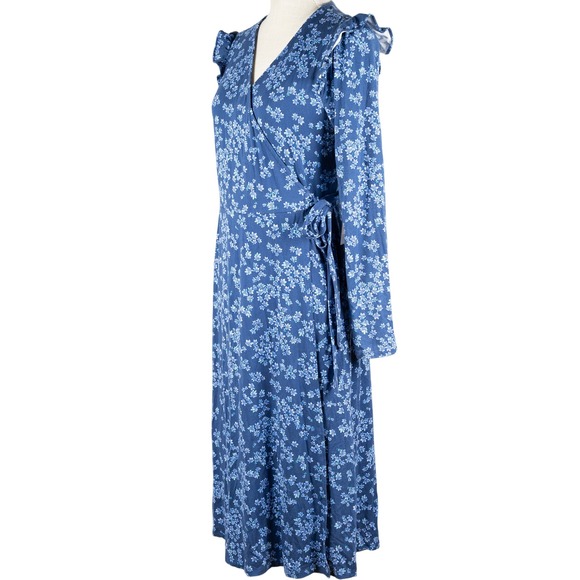 Draper James RSVP Wrap Dress Floral Long Sleeve Blue Size S - Picture 3 of 12